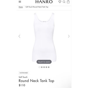 New Women's Hanro Soft Touch White Round Neck Tank Top S